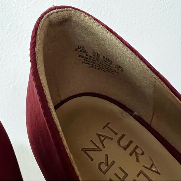 Naturalizer Helena red satin pointy pointed toe thick block heels 6.5W - Picture 5 of 7